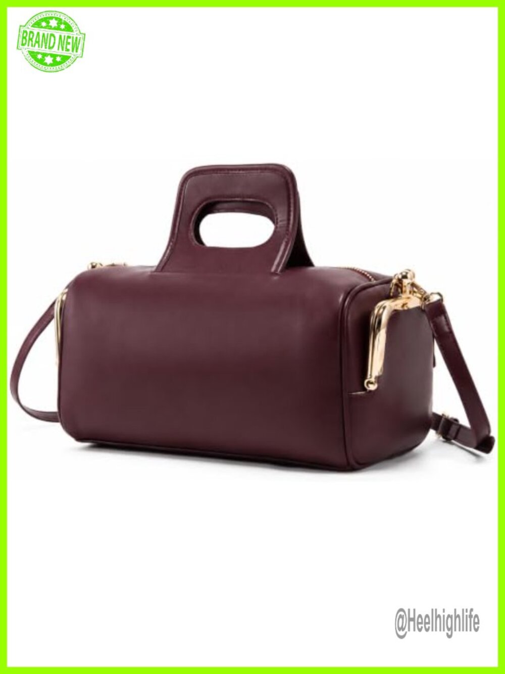 Vegan PU Leather Satchel Handbag Kisslock Shoulder Crossbody Purse